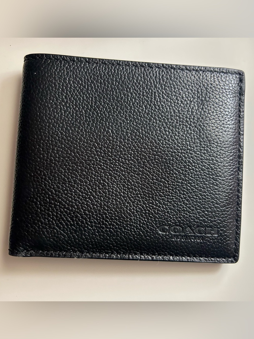 Coach Black Pebbled Leather ID Wallet